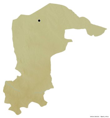 Katsina 'nın şekli, Nijerya eyaleti, başkenti beyaz arka planda izole edilmiş. Topografik yardım haritası. 3B görüntüleme