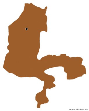 Kebbi 'nin şekli, Nijerya eyaleti, başkenti beyaz arka planda izole edilmiş. Desenli dokuların bileşimi. 3B görüntüleme