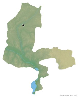 Kebbi 'nin şekli, Nijerya eyaleti, başkenti beyaz arka planda izole edilmiş. Topografik yardım haritası. 3B görüntüleme