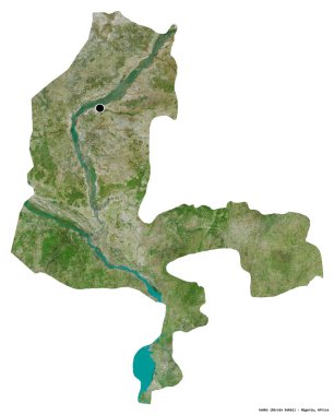 Kebbi 'nin şekli, Nijerya eyaleti, başkenti beyaz arka planda izole edilmiş. Uydu görüntüleri. 3B görüntüleme