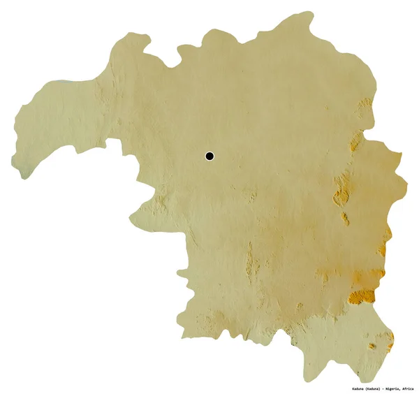 Форма Кадуны Штат Нигерия Столицей Изолированной Белом Фоне Топографическая Карта — стоковое фото