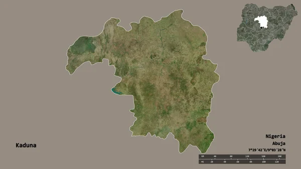 Form Kaduna Delstaten Nigeria Med Dess Huvudstad Isolerad Solid Bakgrund — Stockfoto
