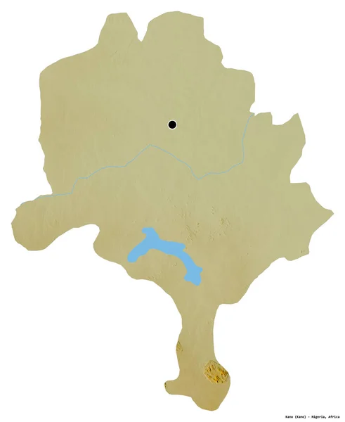 Kształt Kano Stan Nigeria Stolicą Odizolowaną Białym Tle Mapa Pomocy — Zdjęcie stockowe
