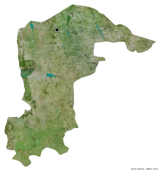 Shape Katsina State Nigeria Its Capital Isolated White Background Satellite — Stock Photo, Image