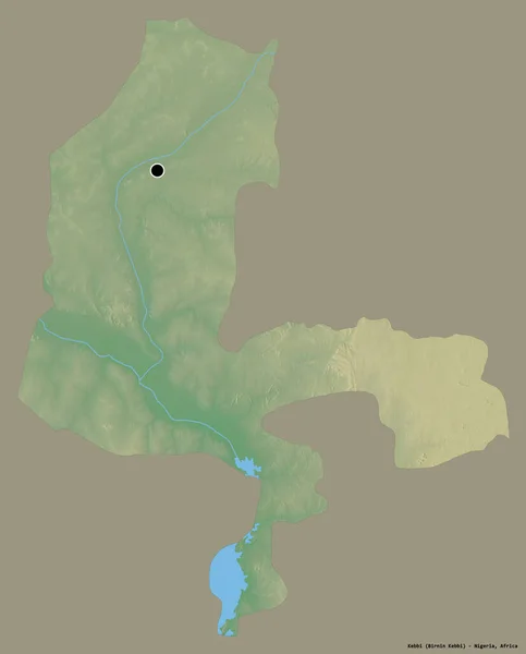 Forma Kebbi Estado Nigéria Com Sua Capital Isolada Fundo Cor — Fotografia de Stock