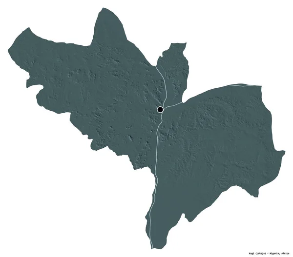 Forma Kogi Estado Nigeria Con Capital Aislada Sobre Fondo Blanco — Foto de Stock