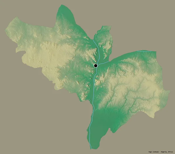 Forma Kogi Estado Nigéria Com Sua Capital Isolada Fundo Cor — Fotografia de Stock