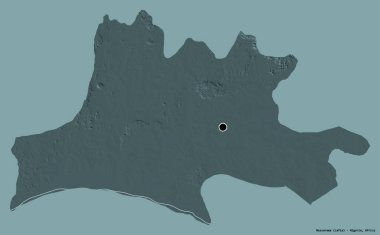 Nassarawa 'nın şekli, Nijerya eyaleti, başkenti katı renk arka planında izole edilmiş. Renkli yükseklik haritası. 3B görüntüleme