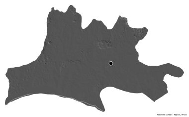 Nassarawa 'nın şekli, Nijerya eyaleti, başkenti beyaz arka planda izole edilmiş. Çift seviyeli yükseklik haritası. 3B görüntüleme