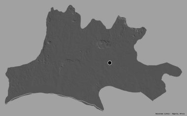 Nassarawa 'nın şekli, Nijerya eyaleti, başkenti katı renk arka planında izole edilmiş. Çift seviyeli yükseklik haritası. 3B görüntüleme