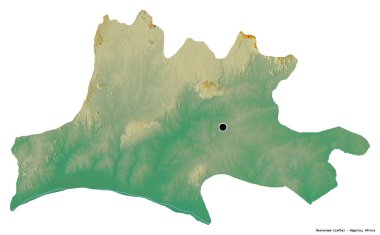 Nassarawa 'nın şekli, Nijerya eyaleti, başkenti beyaz arka planda izole edilmiş. Topografik yardım haritası. 3B görüntüleme