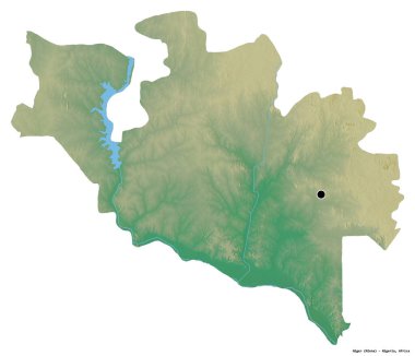 Nijerya 'nın başkenti beyaz arka planda izole edilmiş Nijerya eyaleti. Topografik yardım haritası. 3B görüntüleme