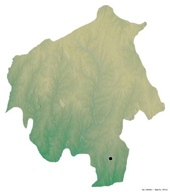 Nijerya eyaleti Oyo 'nun beyaz arka planda bulunan başkenti. Topografik yardım haritası. 3B görüntüleme