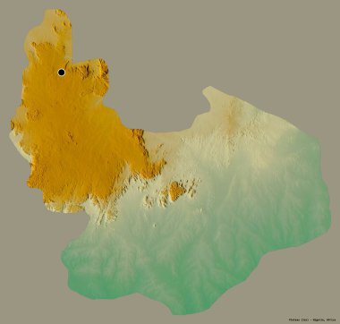 Platonun şekli, Nijerya eyaleti, başkenti katı renk arkaplanı ile izole edilmiş. Topografik yardım haritası. 3B görüntüleme