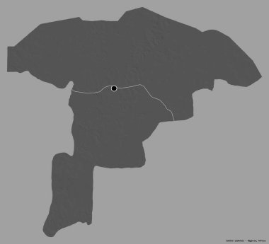 Sokoto 'nun şekli, Nijerya eyaleti, başkenti katı renk arka planında izole edilmiş. Çift seviyeli yükseklik haritası. 3B görüntüleme