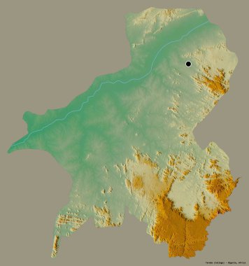Nijerya devleti Taraba 'nın şekli, sermayesi katı renk arka planında izole edilmiş. Topografik yardım haritası. 3B görüntüleme