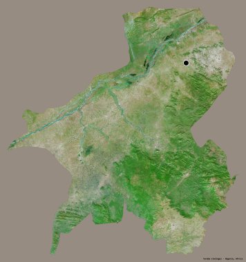 Nijerya devleti Taraba 'nın şekli, sermayesi katı renk arka planında izole edilmiş. Uydu görüntüleri. 3B görüntüleme