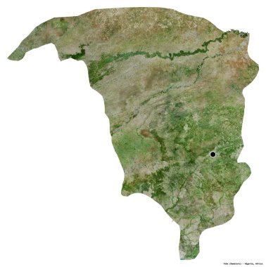 Yobe 'nin şekli, Nijerya eyaleti, başkenti beyaz arka planda izole edilmiş. Uydu görüntüleri. 3B görüntüleme