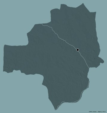 Zamfara 'nın şekli, Nijerya eyaleti, başkenti katı renk arka planında izole edilmiş. Renkli yükseklik haritası. 3B görüntüleme