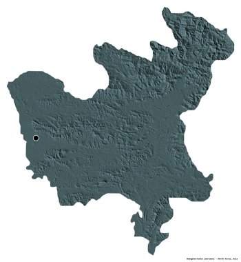 Kuzey Kore 'nin başkenti Hwanghae-bukto' nun beyaz arka planda izole edilmiş hali. Renkli yükseklik haritası. 3B görüntüleme