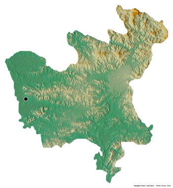 Kuzey Kore 'nin başkenti Hwanghae-bukto' nun beyaz arka planda izole edilmiş hali. Topografik yardım haritası. 3B görüntüleme