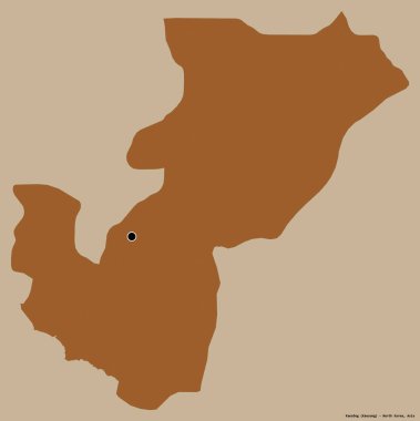 Kaesong 'un şekli, Kuzey Kore' nin özel idari bölgesi, başkenti katı bir renk arkaplanı ile izole edilmiş. Desenli dokuların bileşimi. 3B görüntüleme