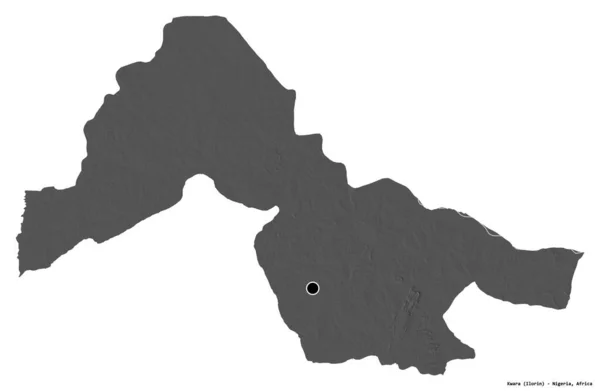 Σχήμα Kwara Πολιτεία Της Νιγηρίας Την Πρωτεύουσα Της Απομονωμένη Λευκό — Φωτογραφία Αρχείου