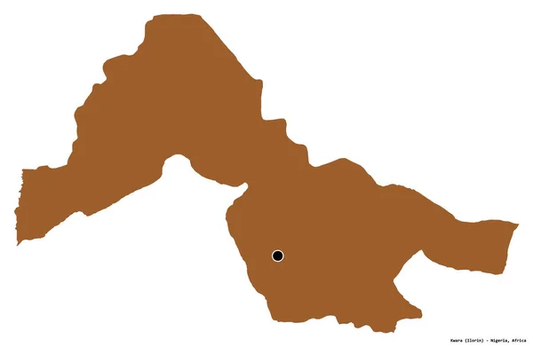 尼日利亚克瓦拉州的形状 首府被白色背景隔离 图形纹理的组成 3D渲染 — 图库照片
