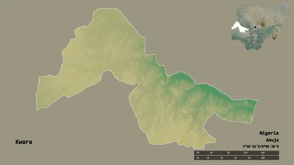 Форма Квара Штат Нігерія Столицею Ізольованою Твердому Тлі Масштаб Відстаней — стокове фото