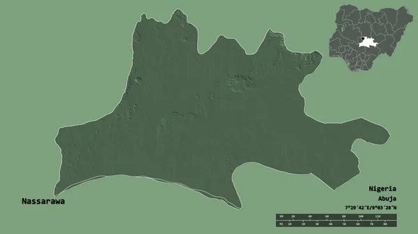 Shape Nassarawa State Nigeria Its Capital Isolated Solid Background Distance — Stock Photo, Image