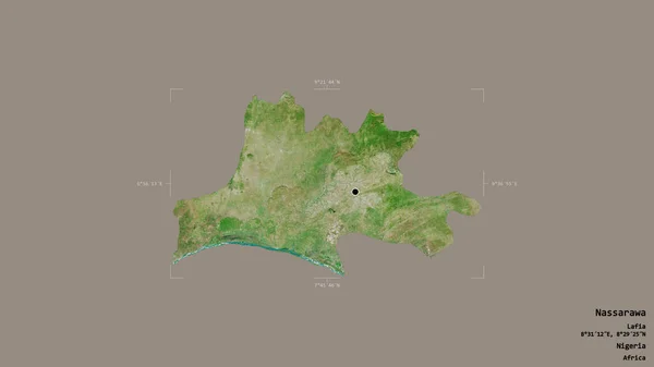 尼日利亚Nassarawa州的一个地区 在一个地理参照框的坚实背景下被隔离 卫星图像 3D渲染 — 图库照片