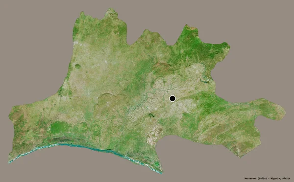 Forme Nassarawa État Nigeria Avec Capitale Isolée Sur Fond Couleur — Photo