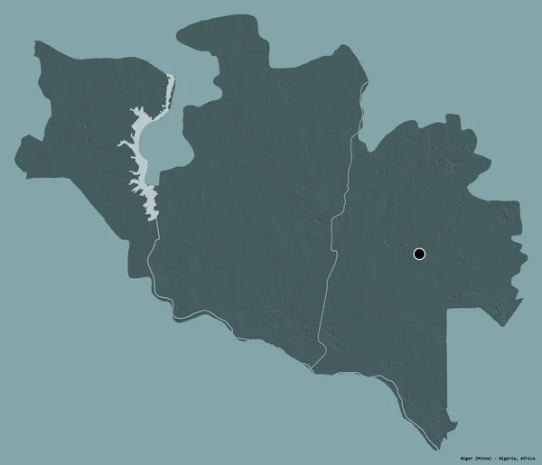 Forma Níger Estado Nigéria Com Sua Capital Isolada Fundo Cor — Fotografia de Stock