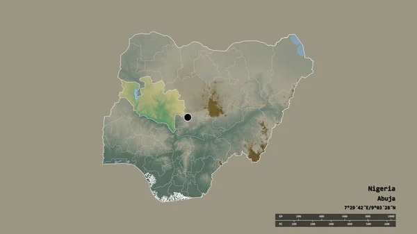 Vyprahlý Tvar Nigérie Hlavním Městem Hlavní Regionální Divizí Oddělenou Oblastí — Stock fotografie