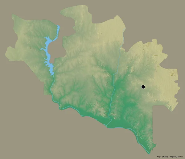 Gestalt Von Niger Staat Nigeria Mit Seiner Hauptstadt Isoliert Auf — Stockfoto