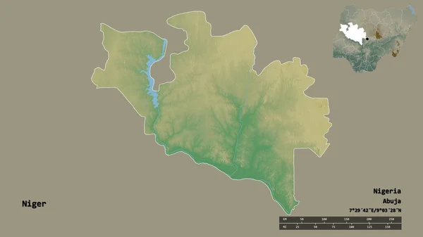 Forma Níger Estado Nigéria Com Sua Capital Isolada Fundo Sólido — Fotografia de Stock