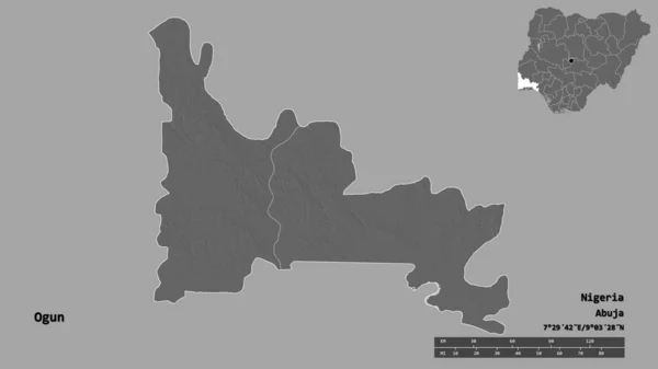 Forme Ogun État Nigeria Avec Capitale Isolée Sur Fond Solide — Photo