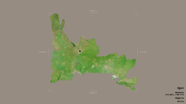 Район Огун Штат Нигерия Изолирован Твердом Фоне Геометрической Коробке Метки — стоковое фото
