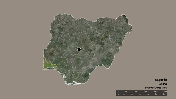 Nigéria Kiszáradt Alakja Fővárosával Regionális Részlegével Szétválasztott Ogun Területtel Címkék — Stock Fotó