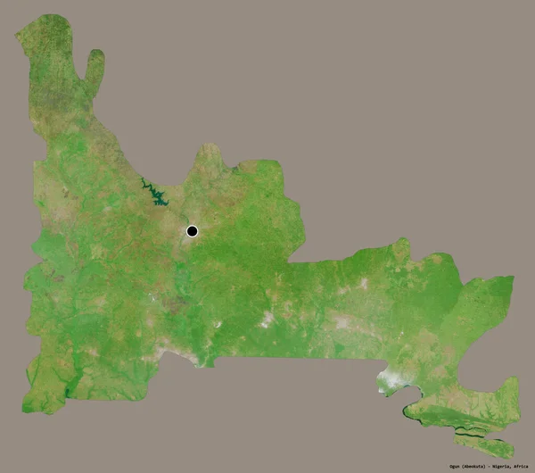 Form Ogun Delstaten Nigeria Med Sin Huvudstad Isolerad Solid Färg — Stockfoto