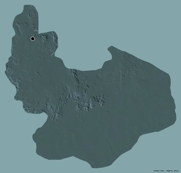 Forma Meseta Estado Nigeria Con Capital Aislada Sobre Fondo Color — Foto de Stock