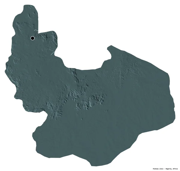 Forma Plateau Estado Nigéria Com Sua Capital Isolada Fundo Branco — Fotografia de Stock