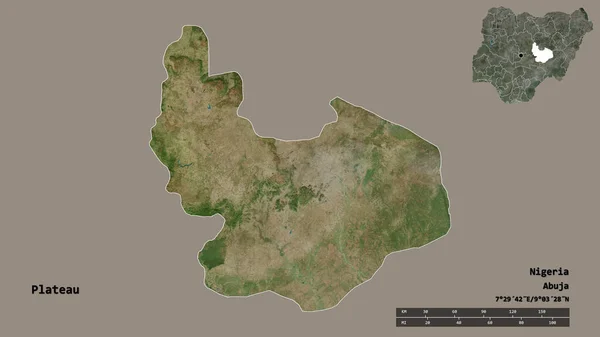 Shape Plateau State Nigeria Its Capital Isolated Solid Background Distance — Stock Photo, Image