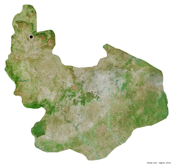 Forma Plateau Estado Nigéria Com Sua Capital Isolada Fundo Branco — Fotografia de Stock