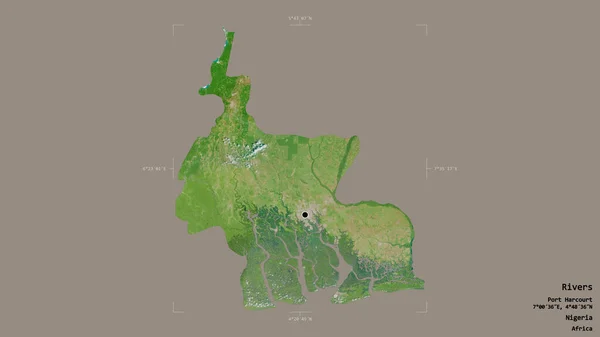 Район Реки Штат Нигерия Изолирован Твердом Фоне Геометрической Коробке Метки — стоковое фото