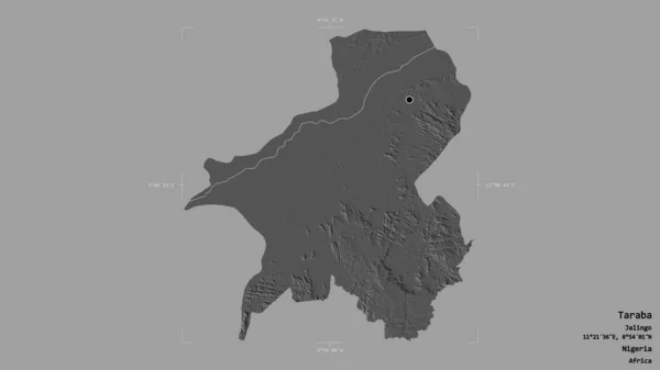 Área Taraba Estado Nigéria Isolada Fundo Sólido Uma Caixa Limite — Fotografia de Stock