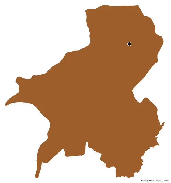 Forme Taraba État Nigeria Avec Capitale Isolée Sur Fond Blanc — Photo