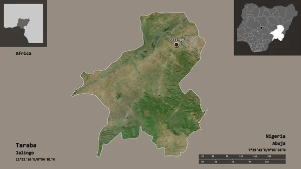 Форма Тараба Штат Нігерія Його Столиця Масштаб Відстаней Превью Етикетки — стокове фото