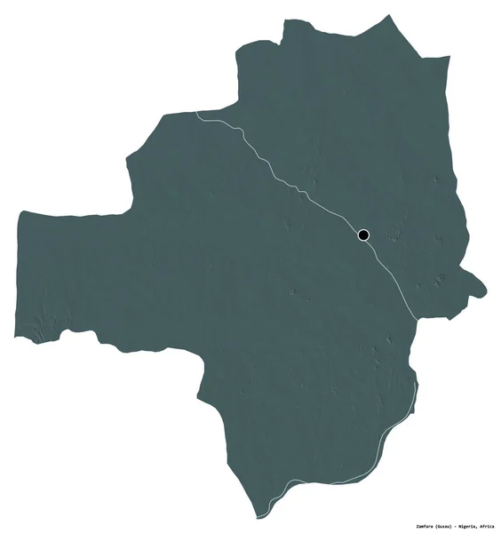 Σχήμα Zamfara Πολιτεία Της Νιγηρίας Την Πρωτεύουσα Της Απομονωμένη Λευκό — Φωτογραφία Αρχείου