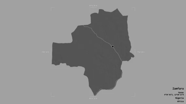 Площадь Замфара Штат Нигерия Изолирована Твердом Фоне Геометрической Коробке Метки — стоковое фото